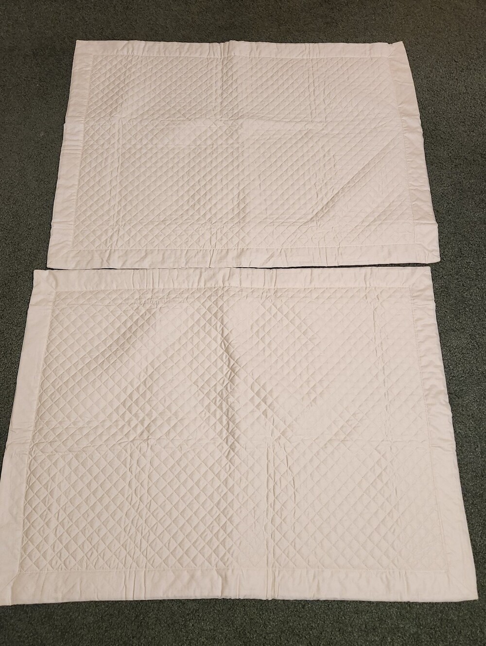 Ralph Lauren Euro Pillow Shams White Quilted Solid Cotton 32x24  Button Closure